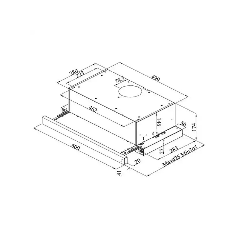 Ugradni aspirator Vox PIO 650 2MW širina 60cm/kapacitet 370m3/ 2 motora