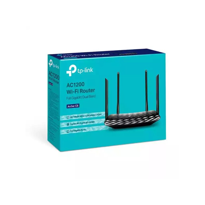 Wireless Router TP-Link Archer C6 AC1200/Mesh/ext x 4/2.4-5Ghz/1WAN/4LAN