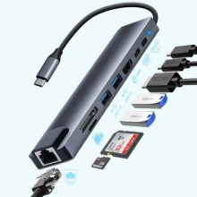 Adapter-konverter USB Tip C Zeus 11/1 1xUSB3.0/3xUSB2.0/HDMI/TF/SD/Audio/RJ45/VGA/Tip C PD