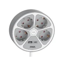 Produžni kabl sa prenaponskom zaštitom sa 4 utičnice MAX MPS-04UG-3M/3m/USB portovi